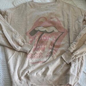 AE Rolling Stones Crewneck Sweatershirt with Pink Accent